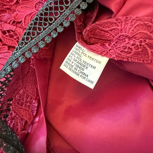 Etcetera Red Black Lace Dress 10 - Picture 4 of 11